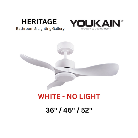 Youkain YJ-668 White No Light Ceiling Fan