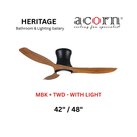 Acorn DC-168H MBK+TWD With Light Ceiling Fan