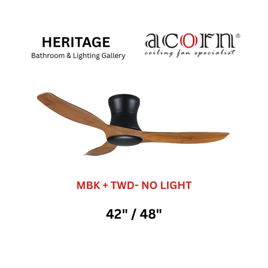 Acorn DC-168H MBK+TWD No Light Ceiling Fan