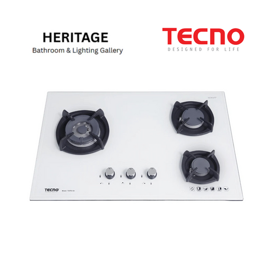 Tecno 75cm 3-Burner Glass Cooker Hob with Inferno Wok Burner Technology