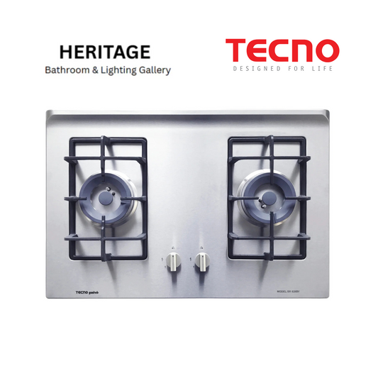 Tecno 2-Burner 75cm Stainless Steel Cooker Hob with Inferno Wok Burner