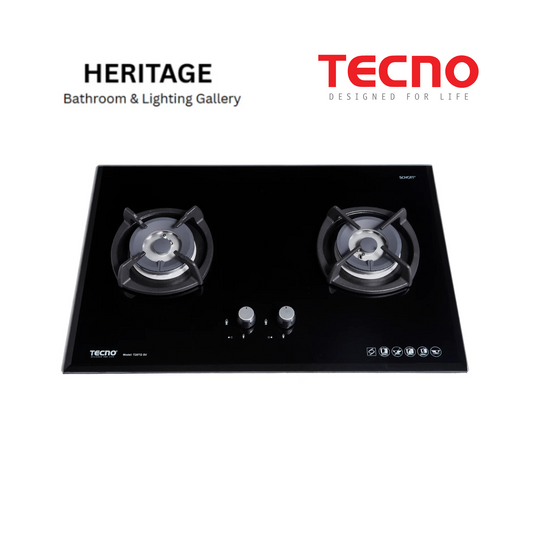 Tecno 2-Burner 75cm Glass Hob with Inferno Wok Burner Technology