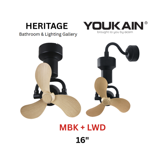 Youkain YJ-713 16" Black Light Wood Corner Fan