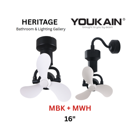 Youkain YJ-713 16" Black With White Corner Fan