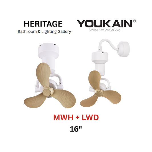 Youkain YJ-713 16" White Light Wood Corner Fan