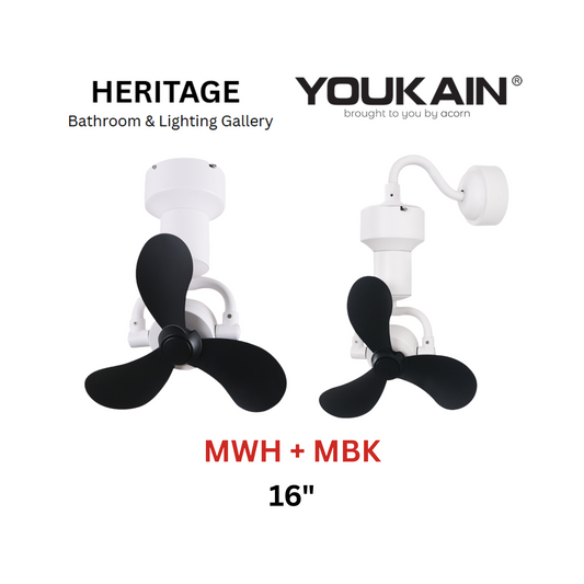 Youkain YJ-713 16" White With Black Corner Fan