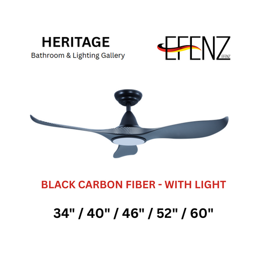 EFENZ Black Carbon Fiber With Light Downrod Design Limited Edition Series Ceiling Fan