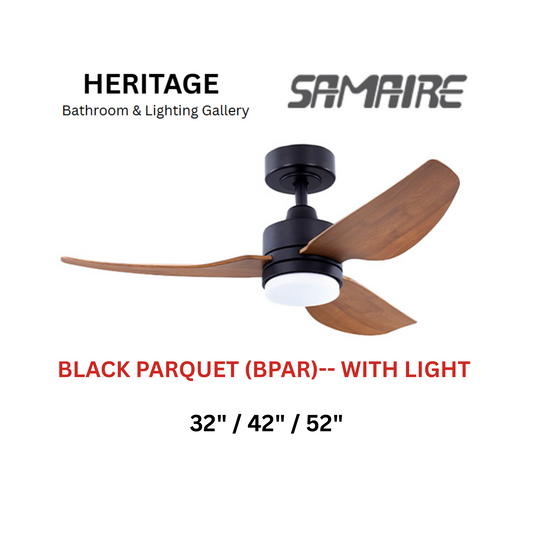 Samaire 3 Blade Black Parquet (BPAR) With Light Ceiling Fan