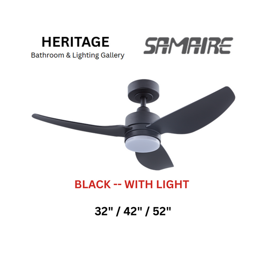 Samaire 3 Blade Black With Light Ceiling Fan