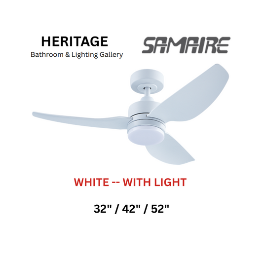 Samaire 3 Blade White With Light Ceiling Fan