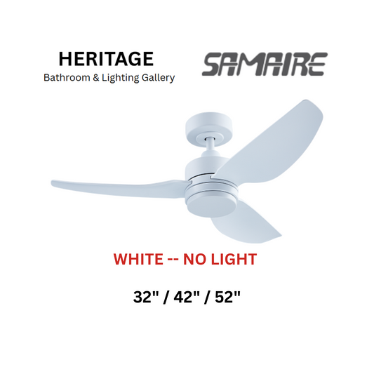 Samaire 3 Blade White No Light Ceiling Fan