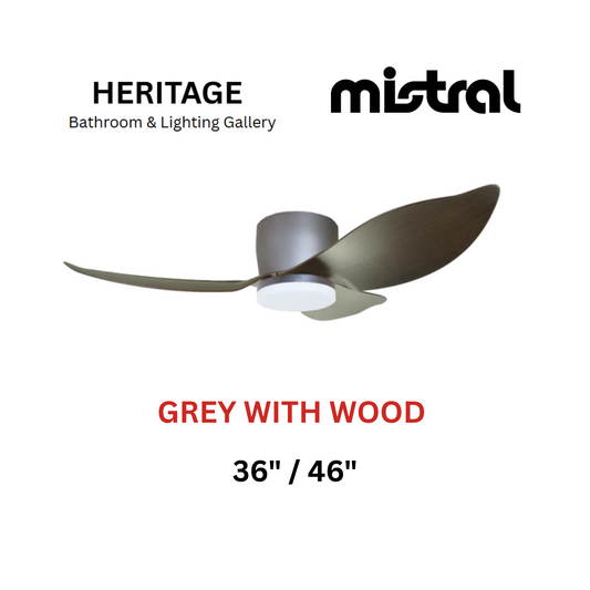 Mistral Solar Grey With Wood With Light Ceiling Fan