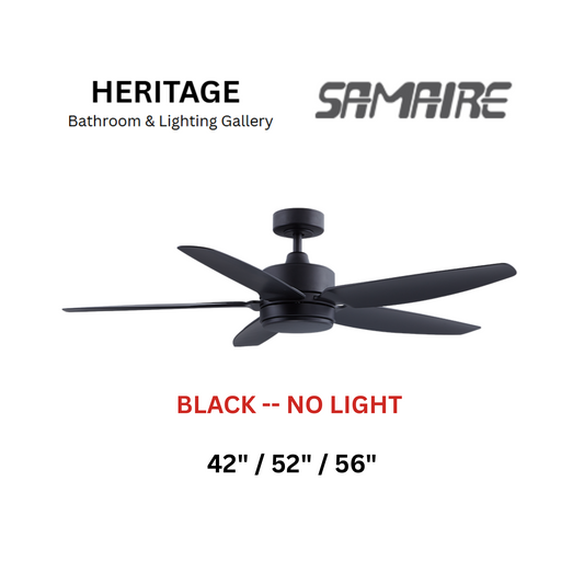 Samaire 5 Blade Black No Light Ceiling Fan