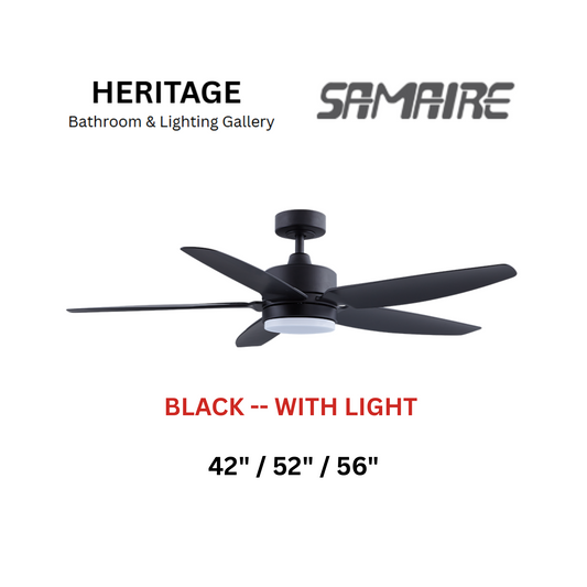 Samaire 5 Blade Black With Light Ceiling Fan