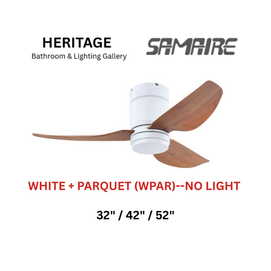 Samaire White + Parquet No Light Hugger Design Ceiling Fan