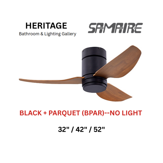 Samaire Black + Parquet No Light Hugger Design Ceiling Fan