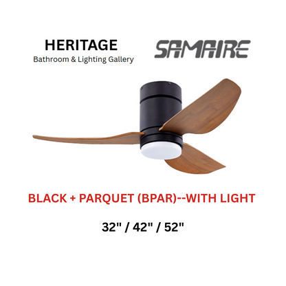 Samaire Black + Parquet With Light Hugger Design Ceiling Fan