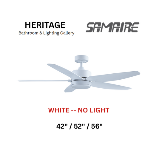 Samaire 5 Blade White No Light Ceiling Fan