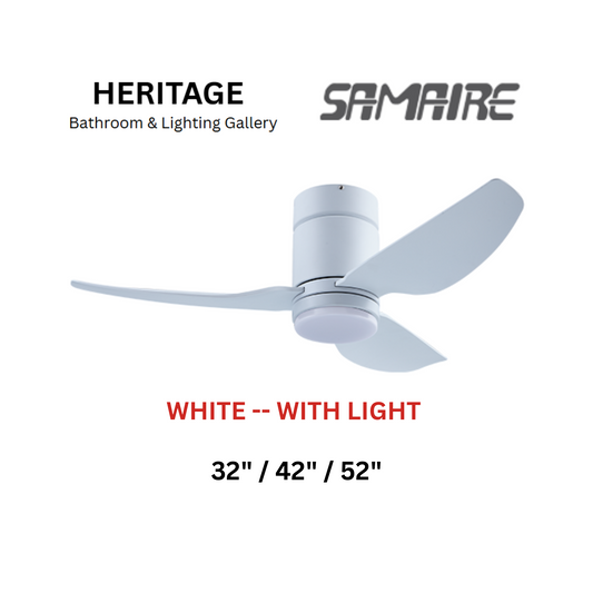Samaire White With Light Hugger Design Ceiling Fan