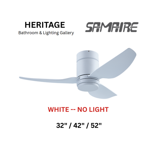 Samaire White No Light Hugger Design Ceiling Fan