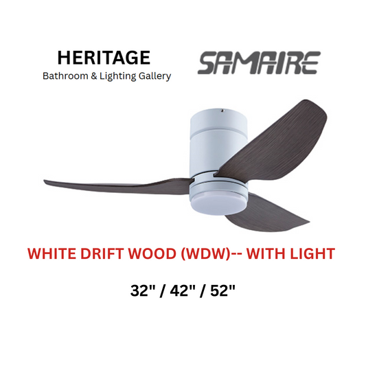 Samaire White Drift Wood (WDW) With Light Hugger Design Ceiling Fan