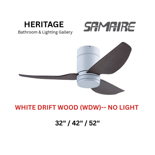 Samaire White Drift Wood (WDW) No Light Hugger Design Ceiling Fan