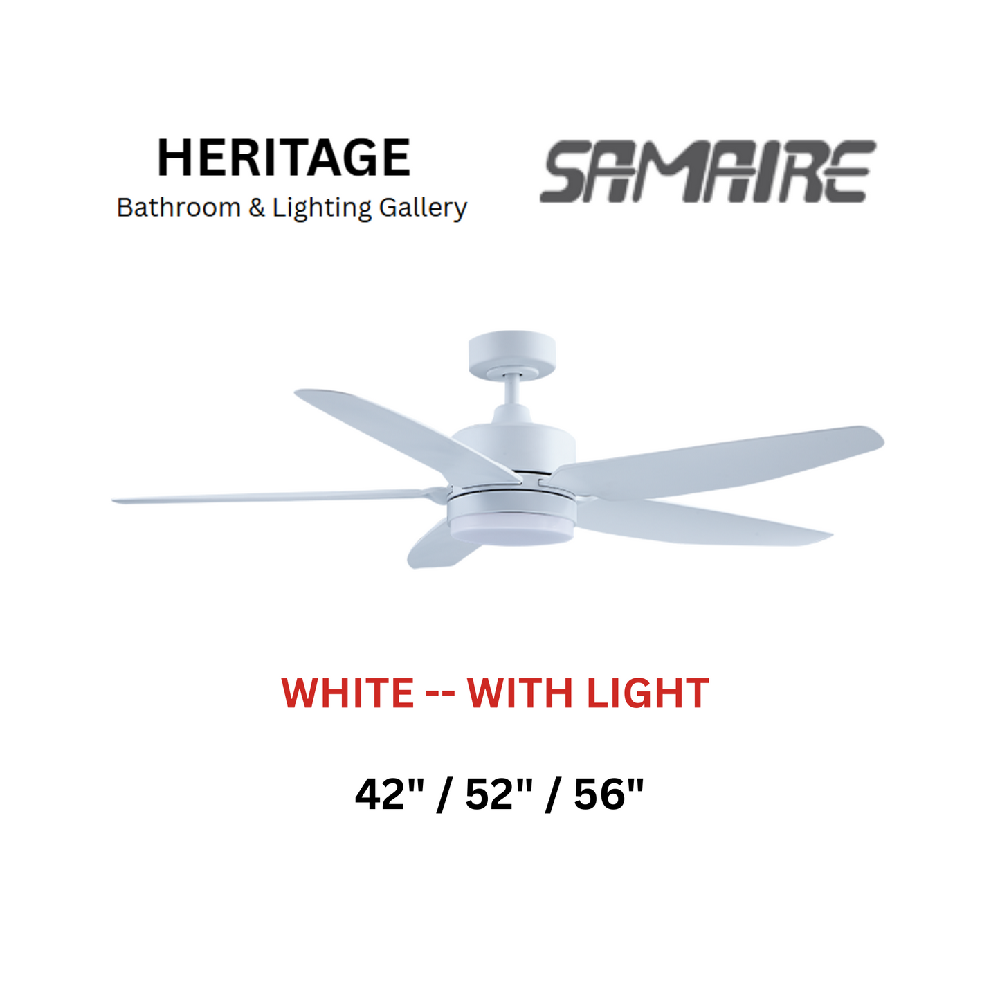 Samaire 5 Blade White With Light Ceiling Fan