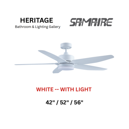 Samaire 5 Blade White With Light Ceiling Fan