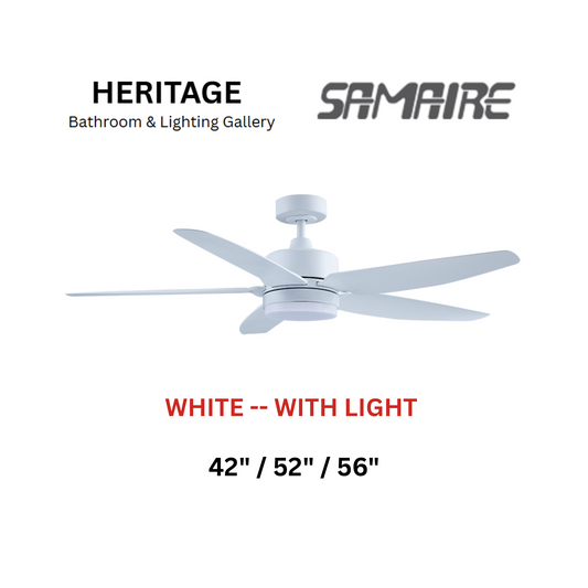 Samaire 5 Blade White With Light Ceiling Fan