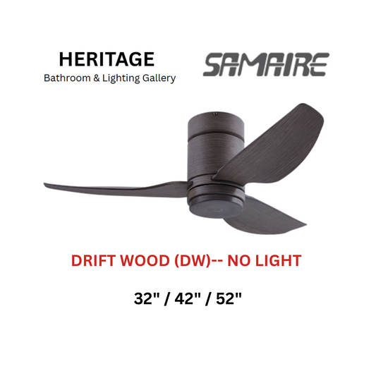 Samaire Drift Wood (DW) No Light Hugger Design Ceiling Fan