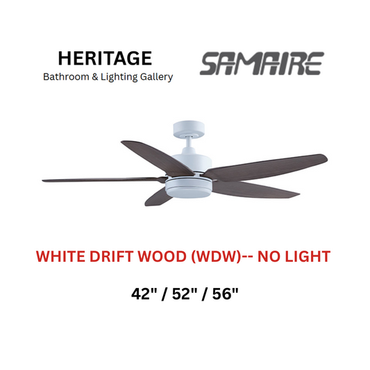 Samaire 5 Blade White Drift Wood (WDW) No Light Ceiling Fan