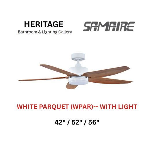 Samaire 5 Blade White Parquet (WPAR) With Light Ceiling Fan