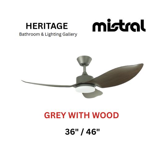Mistral Space Grey With Wood With Light Ceiling Fan