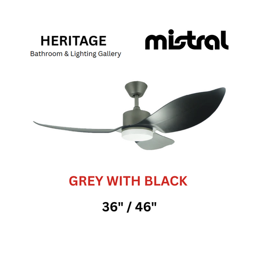 Mistral Space Grey With Black With Light Ceiling Fan