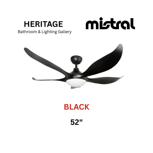 Mistral Typhoon 52 Black With Light Ceiling Fan