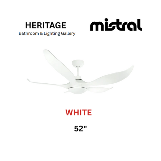 Mistral Typhoon 52 White With Light Ceiling Fan