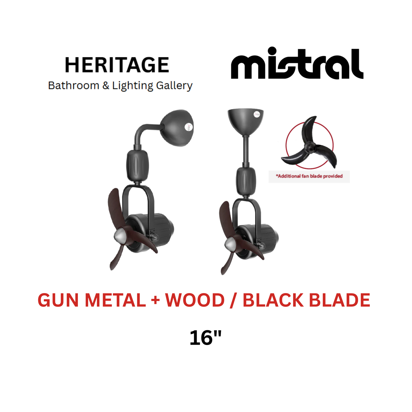 Mistral 516 D Fan Gun Metal Corner Fan