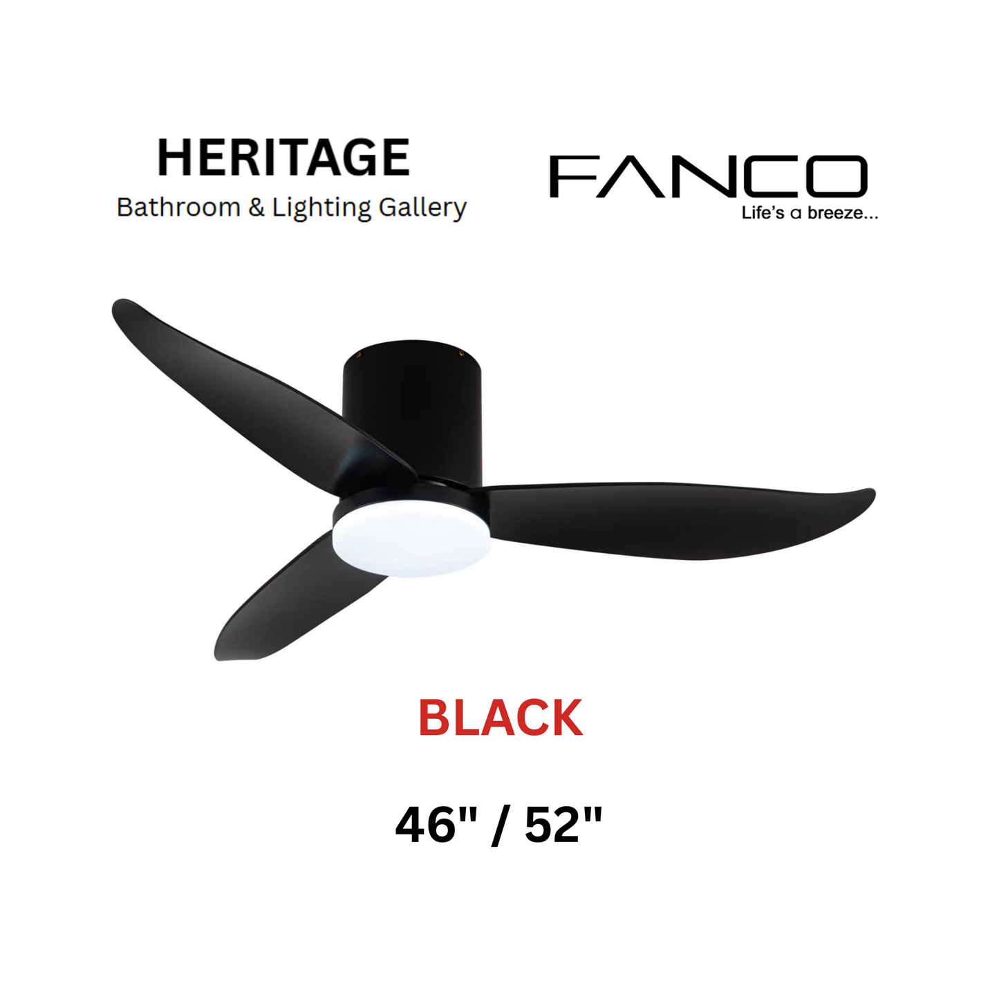 Fanco Rito 3 Black With Light Ceiling Fan