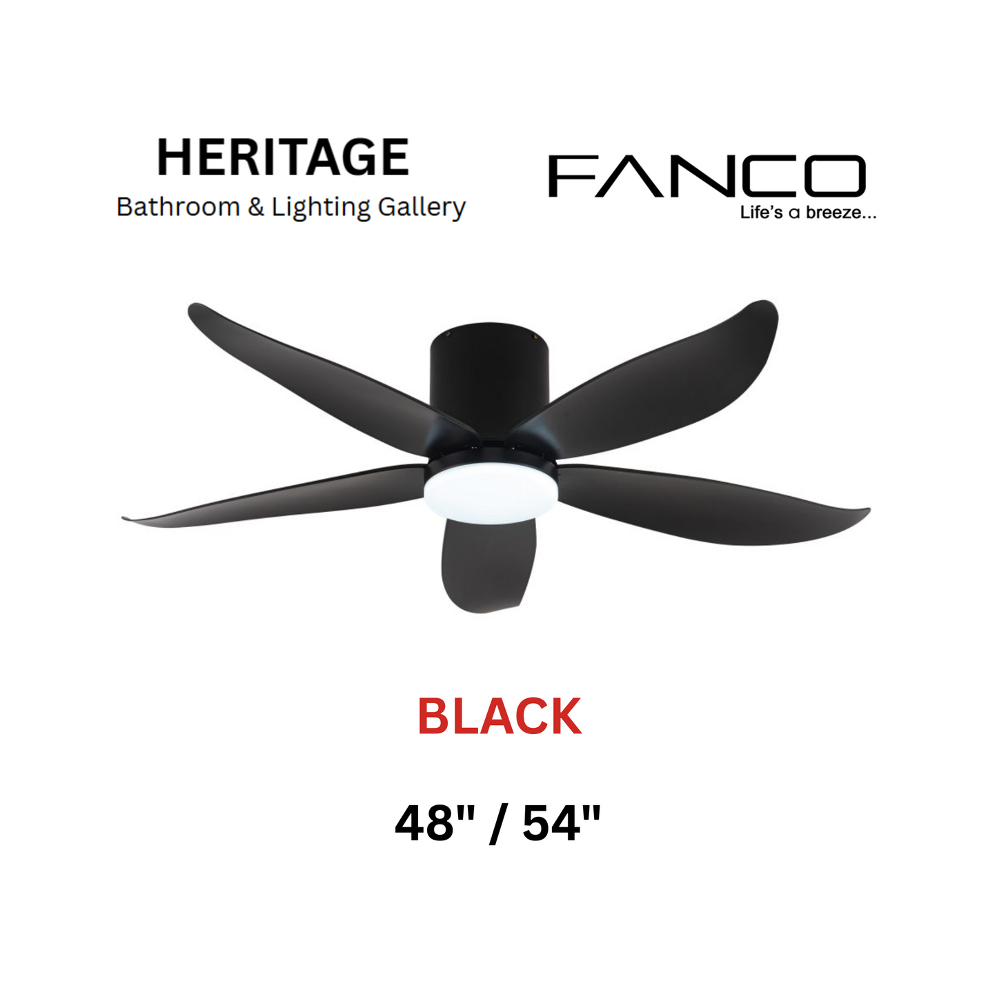 Fanco Rito 5 Black With Light Ceiling Fan