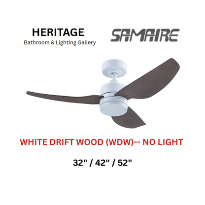 Samaire 3 Blade White Drift Wood (WDW) No Light Ceiling Fan