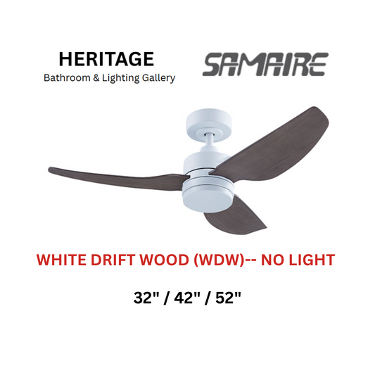 Samaire 3 Blade White Drift Wood (WDW) No Light Ceiling Fan