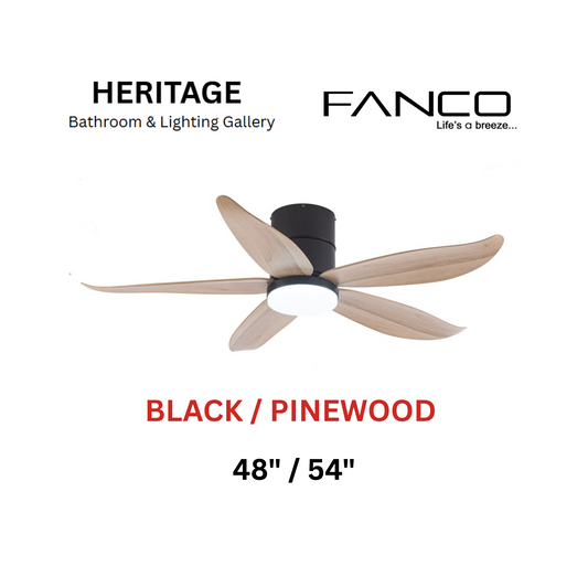 Fanco Rito 5 Black/ Pinewood With Light Ceiling Fan