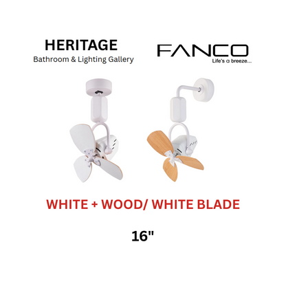 Fanco Dono 16" White Corner Fan