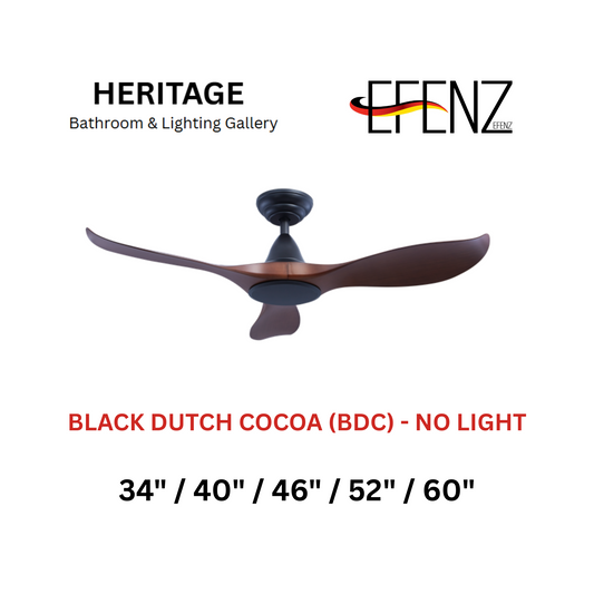 EFENZ Black Dutch Cocoa No Light Downrod Design Limited Edition Series Ceiling Fan