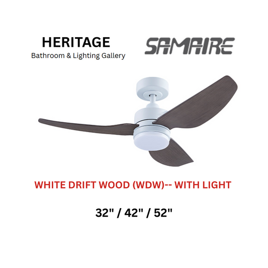 Samaire 3 Blade White Drift Wood (WDW) With Light Ceiling Fan