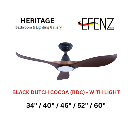 EFENZ Black Dutch Cocoa With Light Downrod Design Limited Edition Series Ceiling Fan