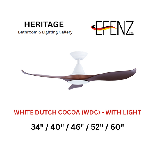 EFENZ White Dutch Cocoa With Light Downrod Design Limited Edition Series Ceiling Fan