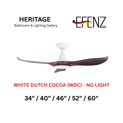 EFENZ White Dutch Cocoa No Light Downrod Design Limited Edition Series Ceiling Fan