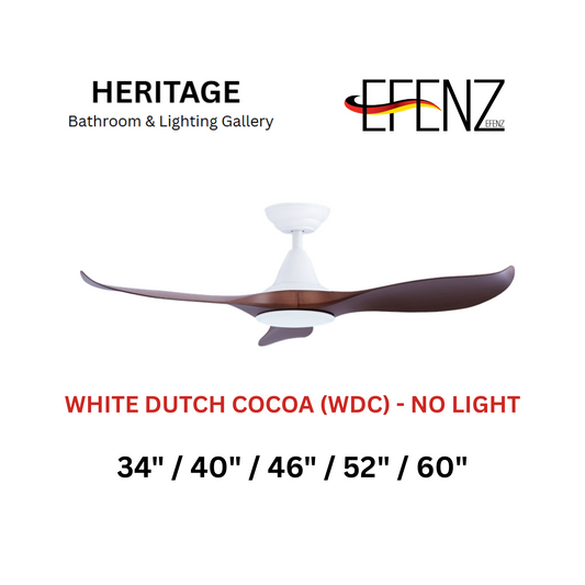 EFENZ White Dutch Cocoa No Light Downrod Design Limited Edition Series Ceiling Fan