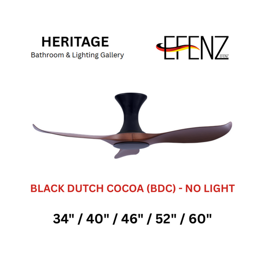 EFENZ Black Dutch Cocoa No Light Hugger Design Limited Edition Series Ceiling Fan